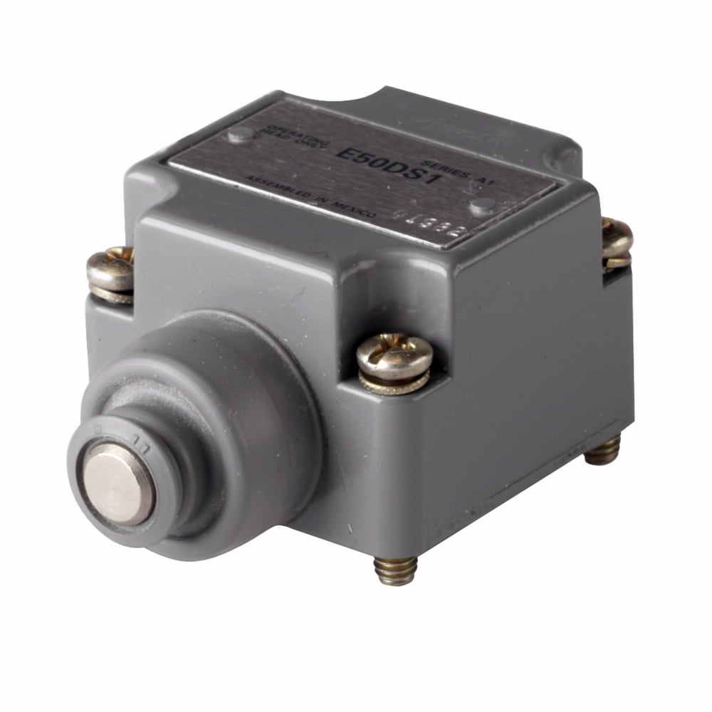 E50DS1 Heavy Duty Factory Sealed 6P+ Plug-In Side Pushbutton Spring Return Limit Switch Body, For Use With E50 Series Heavy Duty Factory Sealed 6P+ Plug-In Limit Switch, NEMA 1/3/3S/4/4X/6/6P/13/IP67 Enclosure