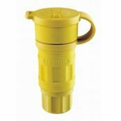 27W49 1-Phase Grounding Watertight Cable Mount Locking Connector, 277 V AC, 20 A, 2 Poles, 3 Wires, Yellow