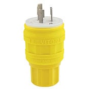 26W47 1-Phase Grounding Watertight Cable Mount Locking Plug, 125 V AC, 20 A, 2 Poles, 3 Wires, Yellow