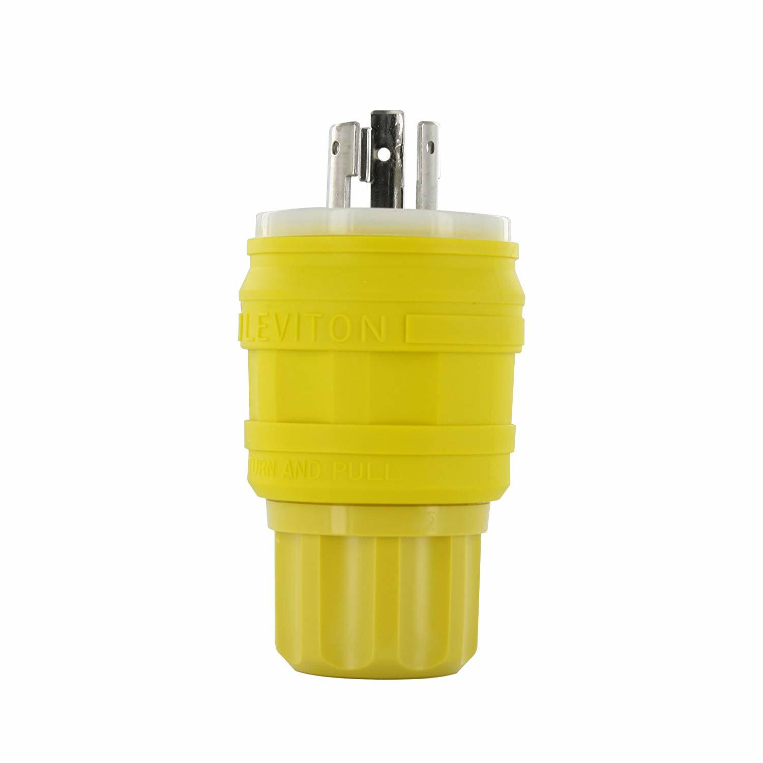 26W48 1-Phase Grounding Watertight Cable Mount Locking Plug, 250 V AC, 20 A, 2 Poles, 3 Wires, Yellow