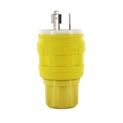 26W49 1-Phase Grounding Watertight Cable Mount Locking Plug, 277 V AC, 20 A, 2 Poles, 3 Wires, Yellow