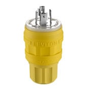 26W76 3-Phase Grounding Watertight Cable Mount Locking Plug, 480 V AC, 20 A, 3 Poles, 4 Wires, Yellow