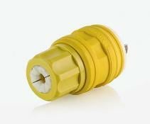 26W83 3-Phase Grounding Watertight Cable Mount Locking Plug, 347/600 V AC, 20 A, 4 Poles, 5 Wires, Yellow