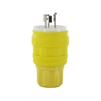 26W08 Wetguard 1-Phase Non-Grounding Watertight Cable Mount Locking Plug, 125/250 V AC, 20 A, 3 Poles, 3 Wires, Yellow