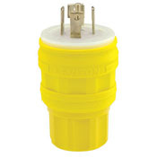 28W74 3-Phase Grounding Watertight Cable Mount Locking Plug, 125/250 V AC, 30 A, 3 Poles, 4 Wires, Yellow