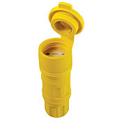 25W34 1-Phase Grounding Watertight Cable Mount Locking Connector, 277 V AC, 15 A, 2 Poles, 3 Wires, Yellow