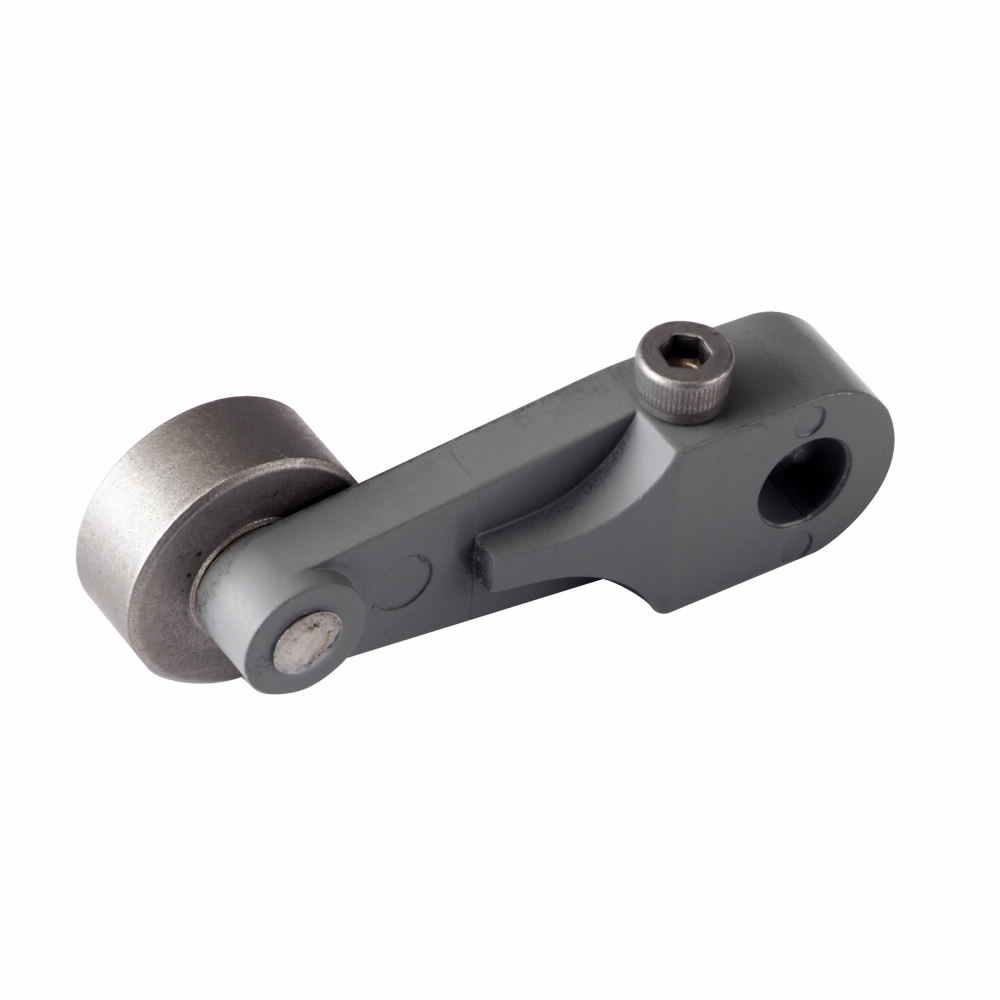 E50KL579 Reverse Side Roller Heavy Duty Plug-In Limit Switch Operator, 1-1/2 in L, Metal Roller, Stainless Steel Arm