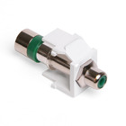 RCA Compression QuickPort Connector, Green Barrel, White Housing