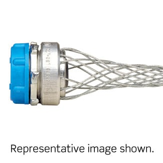 L7507 Straight Single Weave Wide Range Wire Mesh Strain Relief Grip, 1-1/2 in Trade, 1.2 to 1.5 in Cable Openings, Steel, Galvanized