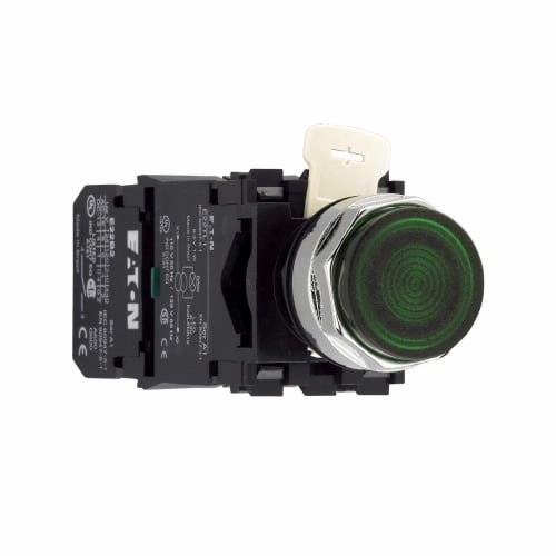 E22TB3X4A Heavy Duty Illuminated Pushbutton Operator, 22.5 mm, 1NO Contact, Extended Operator, Momentary Contact, Green