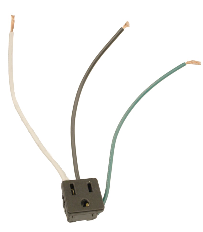 1374-1 Grounding Snap-In Straight Blade Receptacle, 125 V AC, 15 A, 2 Poles, 3 Wires, Black