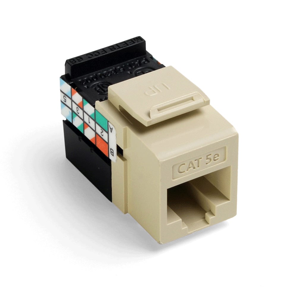 5G108-RI5 GigaMax QuickPort 8-Conductor 8-Position UTP Connector, Cat 5e Module, Panel Mount, 1 Ports, Plastic, Ivory