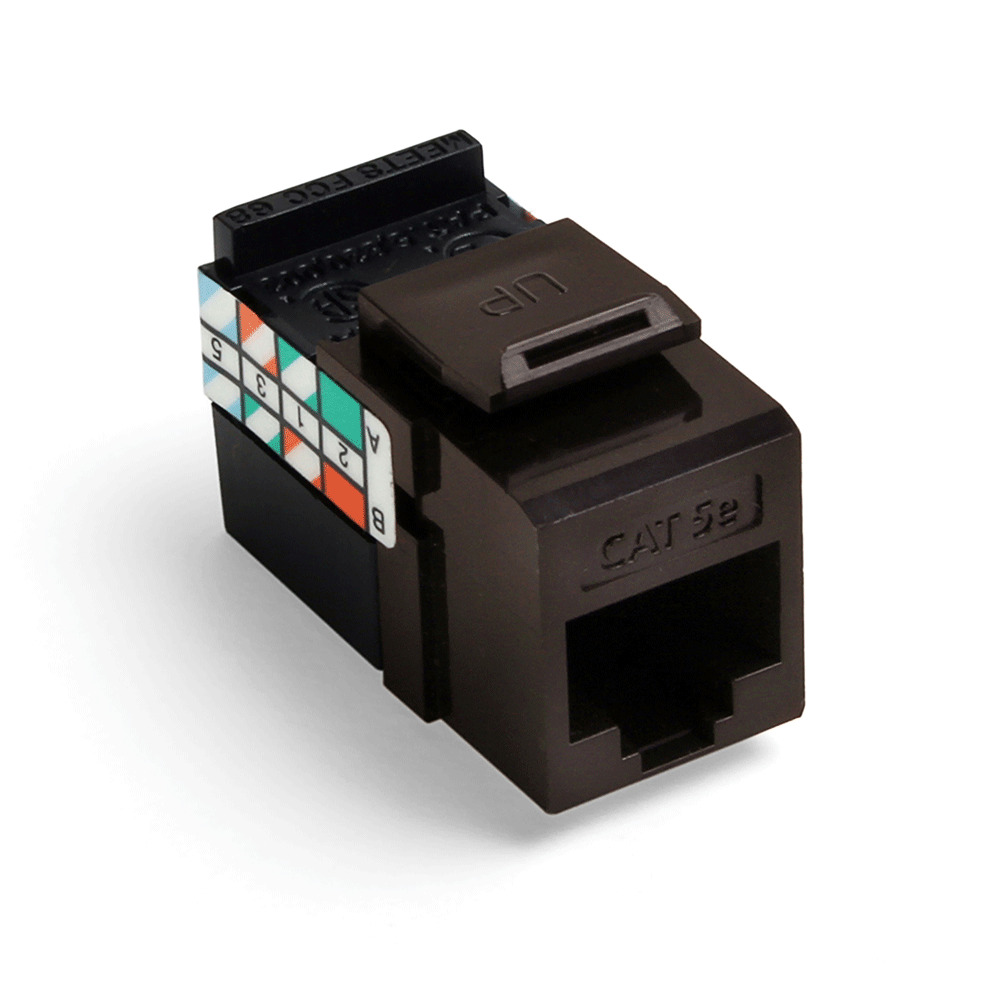 5G108-RB5 GigaMax QuickPort 8-Conductor 8-Position UTP Connector, Cat 5e Module, Panel Mount, 1 Ports, Plastic, Brown