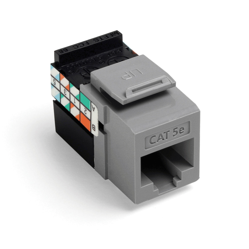 5G108-RG5 GigaMax QuickPort 8-Conductor 8-Position UTP Connector, Cat 5e Module, Panel Mount, 1 Ports, Plastic, Gray