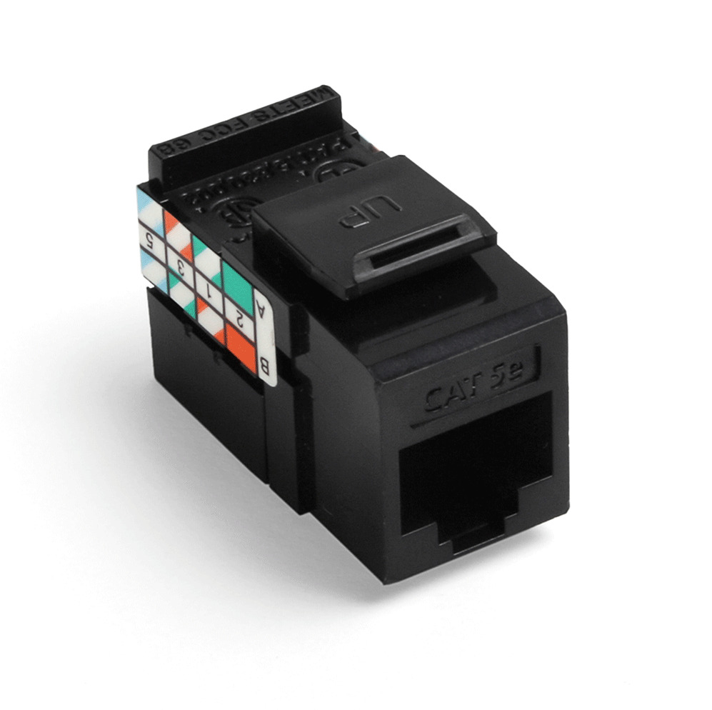 5G108-RE5 GigaMax QuickPort 8-Conductor 8-Position UTP Connector, Cat 5e Module, Panel Mount, 1 Ports, Plastic, Black