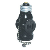 1406 2-Pole 2-Wire Lampholder Outlet Adapter With (2) Outlets, Pull Chains, 660 W, 125 V AC, 15 A, E26 Lamp