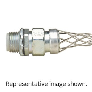 L7904 2-Weave Insulated Male Wire Mesh Strain Relief Grip, 1 in Trade, Aluminum/Stainless Steel, Zinc Plated