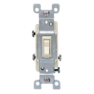 1453-ICP 3-Way AC Quiet Toggle Switch, 120 V AC, 15 A, 1/2, 2 hp Power Rating