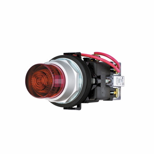 HT8GTRV7 HT800 Momentary Resistor PresTest Oiltight Watertight Illuminated Indicating Light, 120 V AC/DC