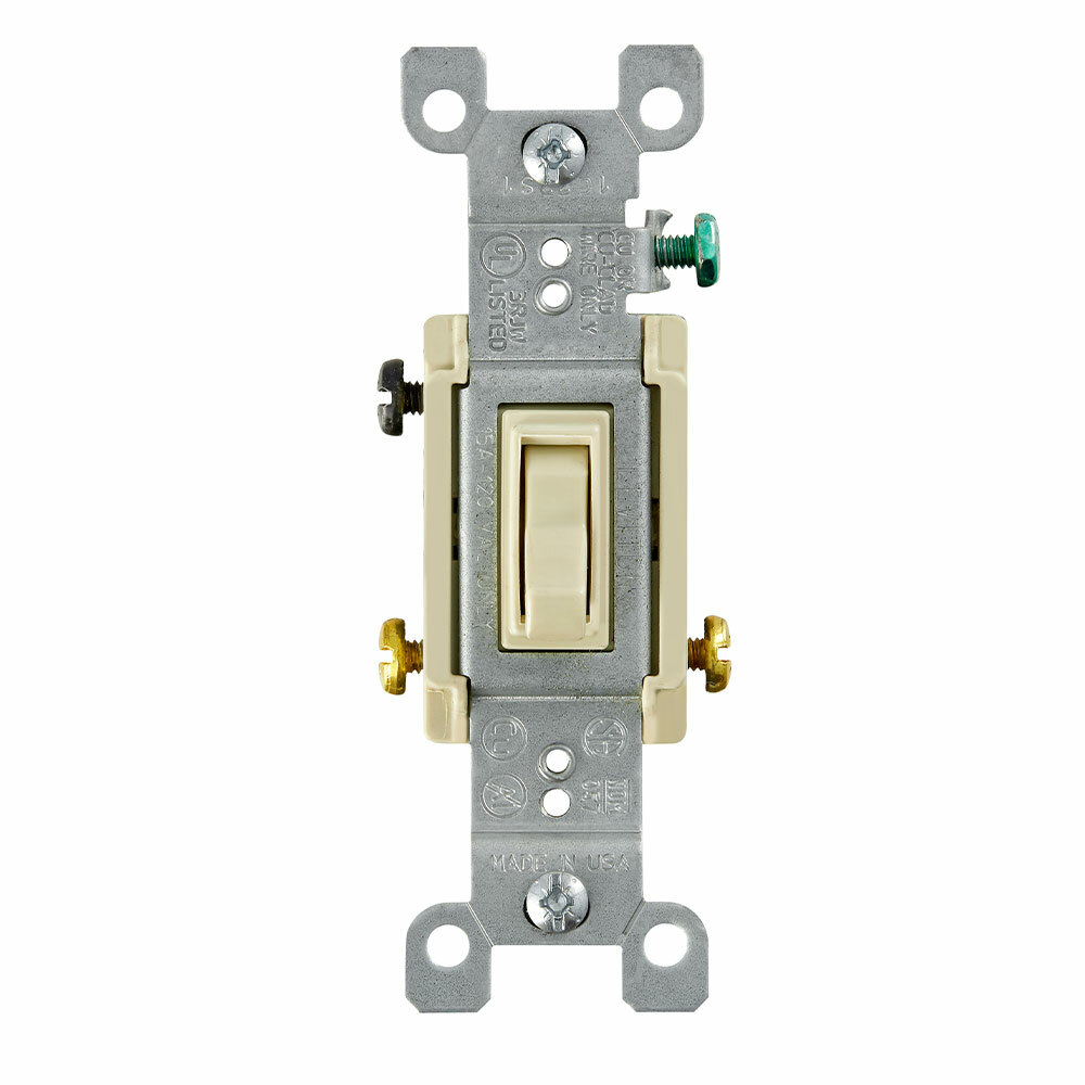 1453-2I 3-Way Grounding AC Quiet Toggle Switch, 120 V AC, 15 A, 1/2, 2 hp Power Rating