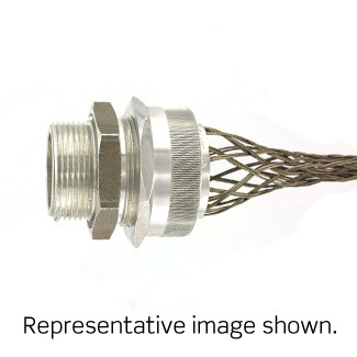 L7724 Straight Deluxe Cord Sealing Single/Double Weave Wire Mesh Strain Relief Grip, 1-1/4 in Trade, 7/8 to 1 in Cable Openings, Aluminum/Stainless Steel, Anodized