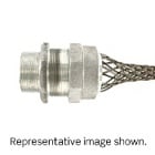 2-1/2 Inch, Straight Male, Stainless Steel Wire Mesh Strain Relief Grip, Deluxe Cord Grip, Aluminum Fitting, Single/Double Weave, 2.062" - 2.187" Diameter Range
