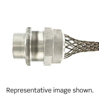 L7747 Straight Deluxe Cord Sealing Single/Double Weave Wire Mesh Strain Relief Grip, 3 in Trade, 1.937 to 2.062 in Cable Openings, Aluminum/Stainless Steel, Anodized