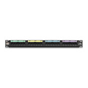 5G596-U24 GigaMax 1-RU Flat Patch Panel, 24 Ports, CAT 5e, 26 to 22 AWG Terminal, Plastic/Steel