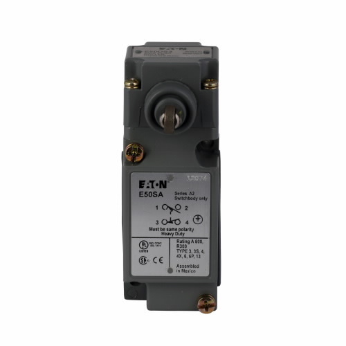 E50AS3 Assembled Heavy Duty Plug-In Standard Limit Switch, Side Roller Plunger Actuator, 1NO-1NC Contact, 1 Pole