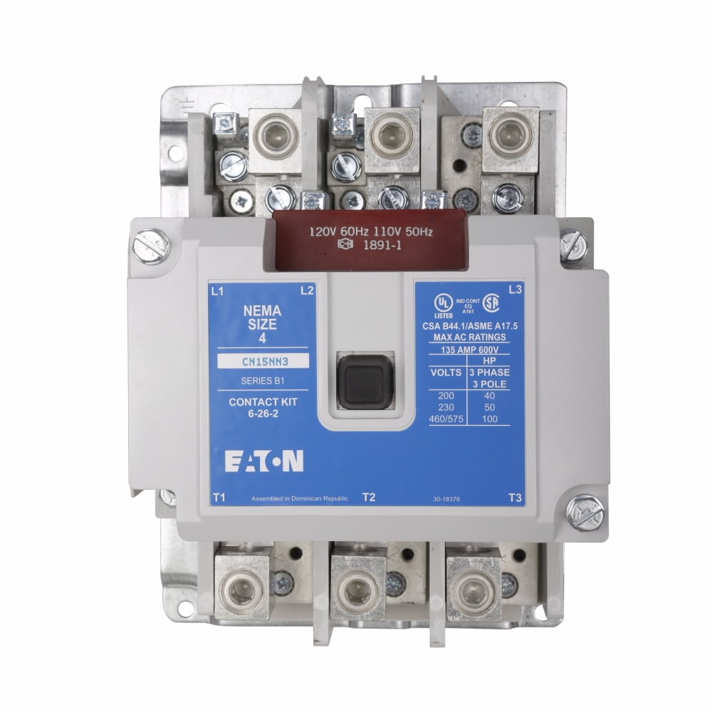 CN15NN3A Freedom 3-Phase N Frame NEMA Contactor With Steel Mounting Plate, 110/120 V AC V Coil, 135 A, 1NO Contact, 3 Poles