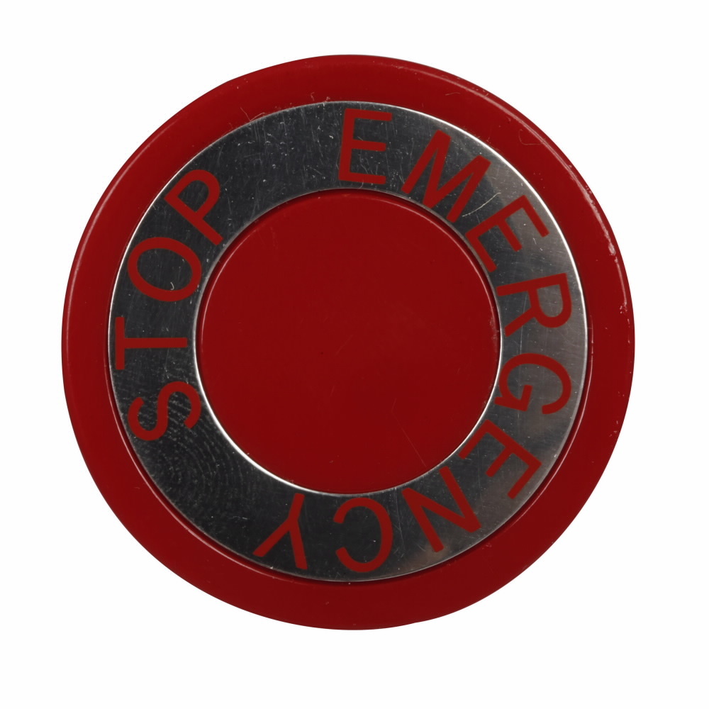 10250TB63 Heavy Duty Oiltight/Watertight Operator Button, 40 mm, NEMA 1/2/3/3R/4/4X/12/13/IP65 NEMA Rating, Round Shape, EMERG. STOP Legend, Die-Cast Zinc/Plastic