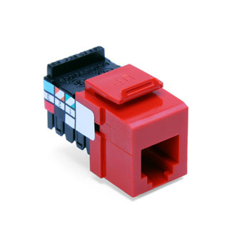 41106-RC6 QuickPort 6-Conductor 6-Position 110-Style Snap-In Connector, USOC/Voice Module, Flush Mount, 1 Port, Plastic, Crimson Red