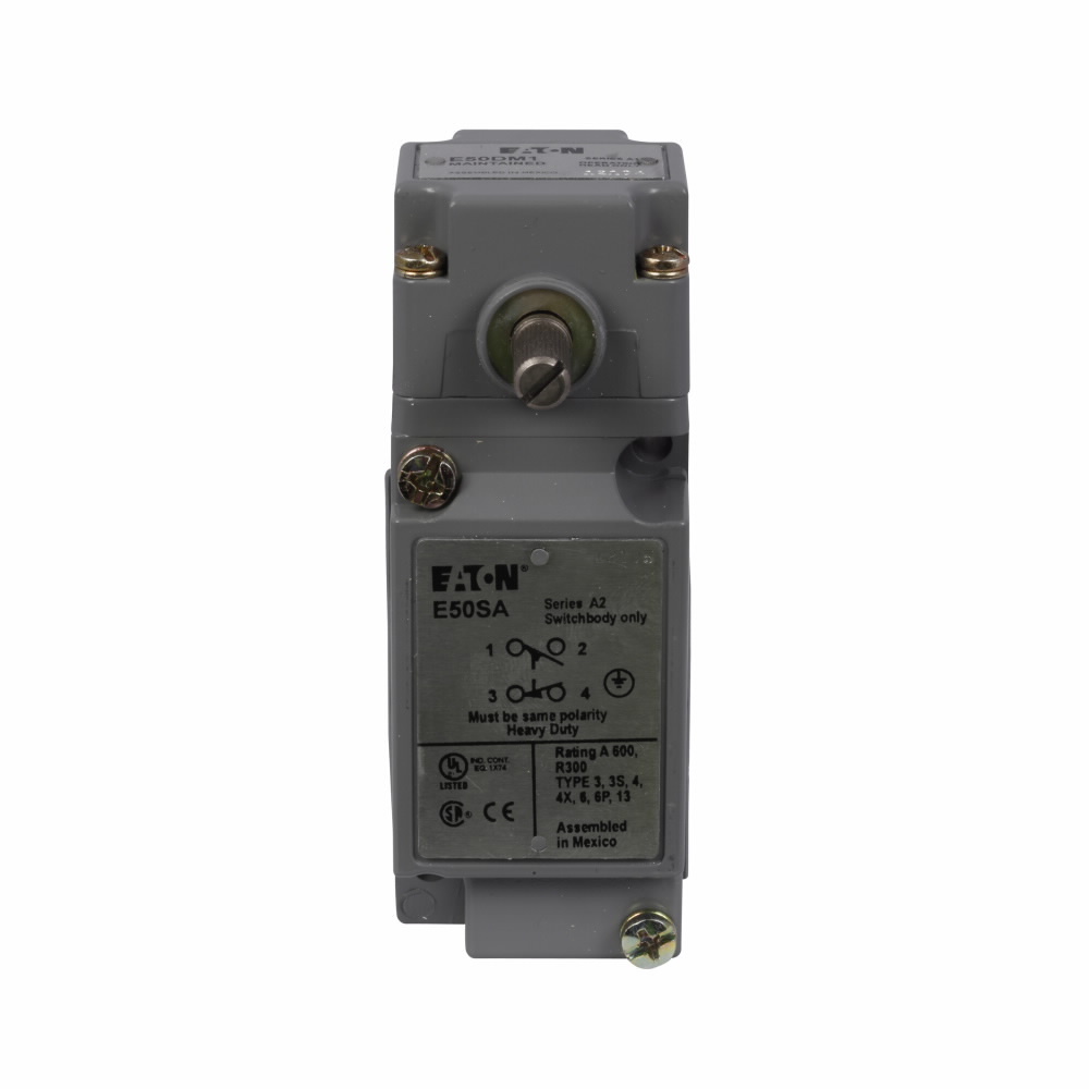 E50AM1 Assembled Heavy Duty Standard Plug-In Limit Switch, Side Rotary Actuator, 1NO-1NC Contact, 1 Pole