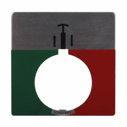 10250TR3 10250T Jumbo Legend Plate, 2.19 in H x 2.19 in W, Half Round Plate, Aluminum, Green/Red Field