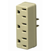 698-I 3-Outlet Grounding Adapter, 125 V AC, 15 A