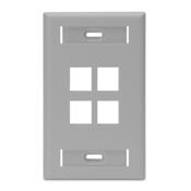 42080-4GS QuickPort Standard Size Wallplate With ID Window, 1 Gang, 2-3/4 in W, Plastic, Surface Mount
