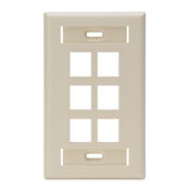 42080-6IS QuickPort Standard Size Wallplate With ID Window, 1 Gang, 2-3/4 in W, Plastic, Surface Mount