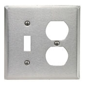 84105-40 Oversized Combination Wall Plate, 2 Gangs, 5.312 in W x 5.25 in H, Stainless Steel