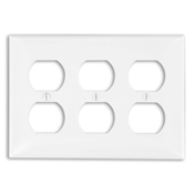 80730-W Standard Size Traditional Wall Plate, 3 Gangs, 6.38 in W x 4.5 in H, Thermoplastic, White