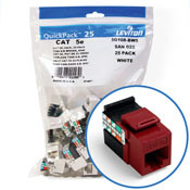 5G108-BR5 8-Conductor 8-Position UTP Connector, Cat 5e Module, Panel Mount, 1 Ports, Plastic, Dark Red