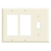 80731-W Decora Standard Size Combination Wall Plate, 3 Gangs, 6.38 in W x 4.5 in H, Thermoplastic, White