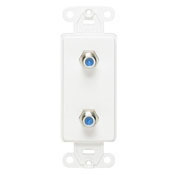 40682-W Decora QuickPort Duplex Rectangular CATV Video Wall Jack, F Connector, 2 Ports, 1 Gang, Fastened Mount, White
