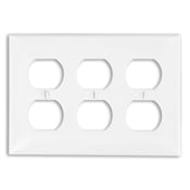80730-GY Standard Size Traditional Wall Plate, 3 Gangs, 6.38 in W x 4.5 in H, Thermoplastic, Gray