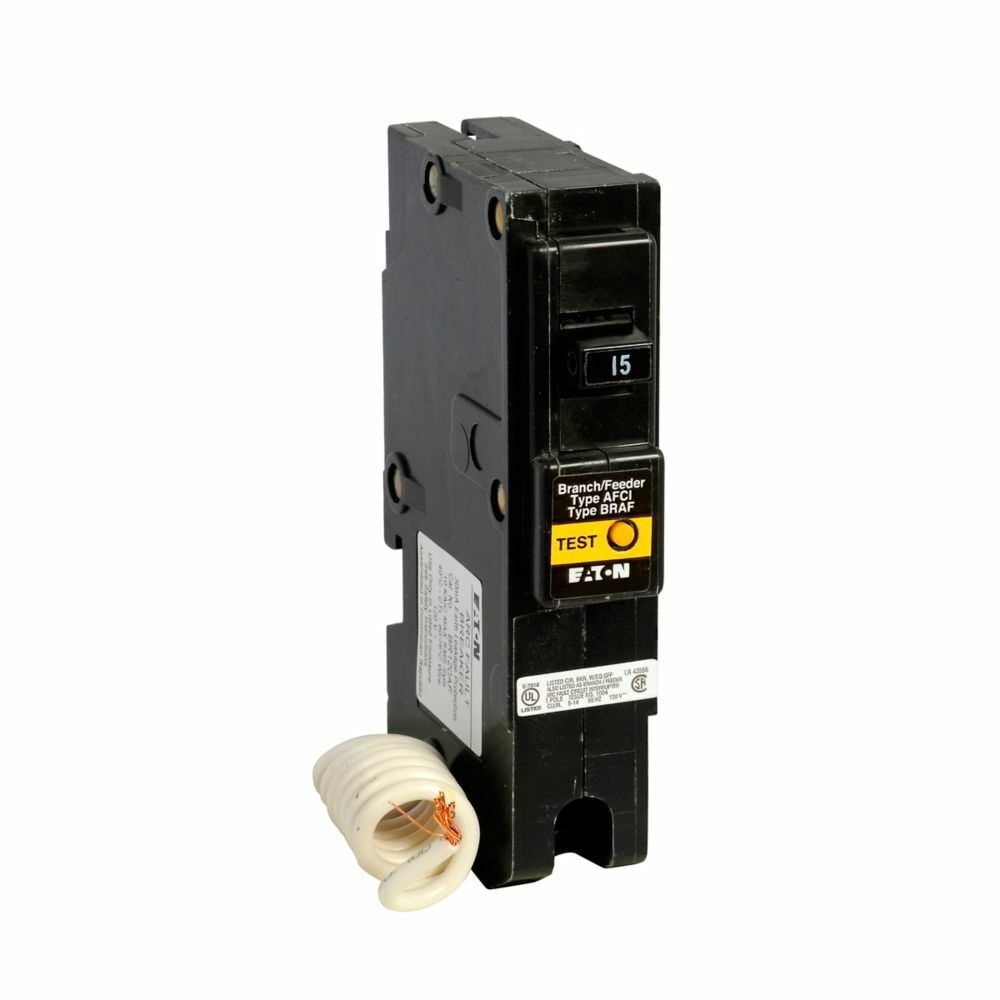 BR115AF Type BR Arc Fault Circuit Breaker, 120/240 V AC, 15 A, 10 kA Interrupt, 1 Poles, Thermal Magnetic Trip