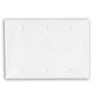 3-Gang No Device Blank Wallplate, Standard Size, Thermoplastic Nylon, Box Mount,     - Gray