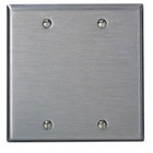 2-Gang No Device Blank Wallplate, Oversized, Box Mount, Stainless Steel