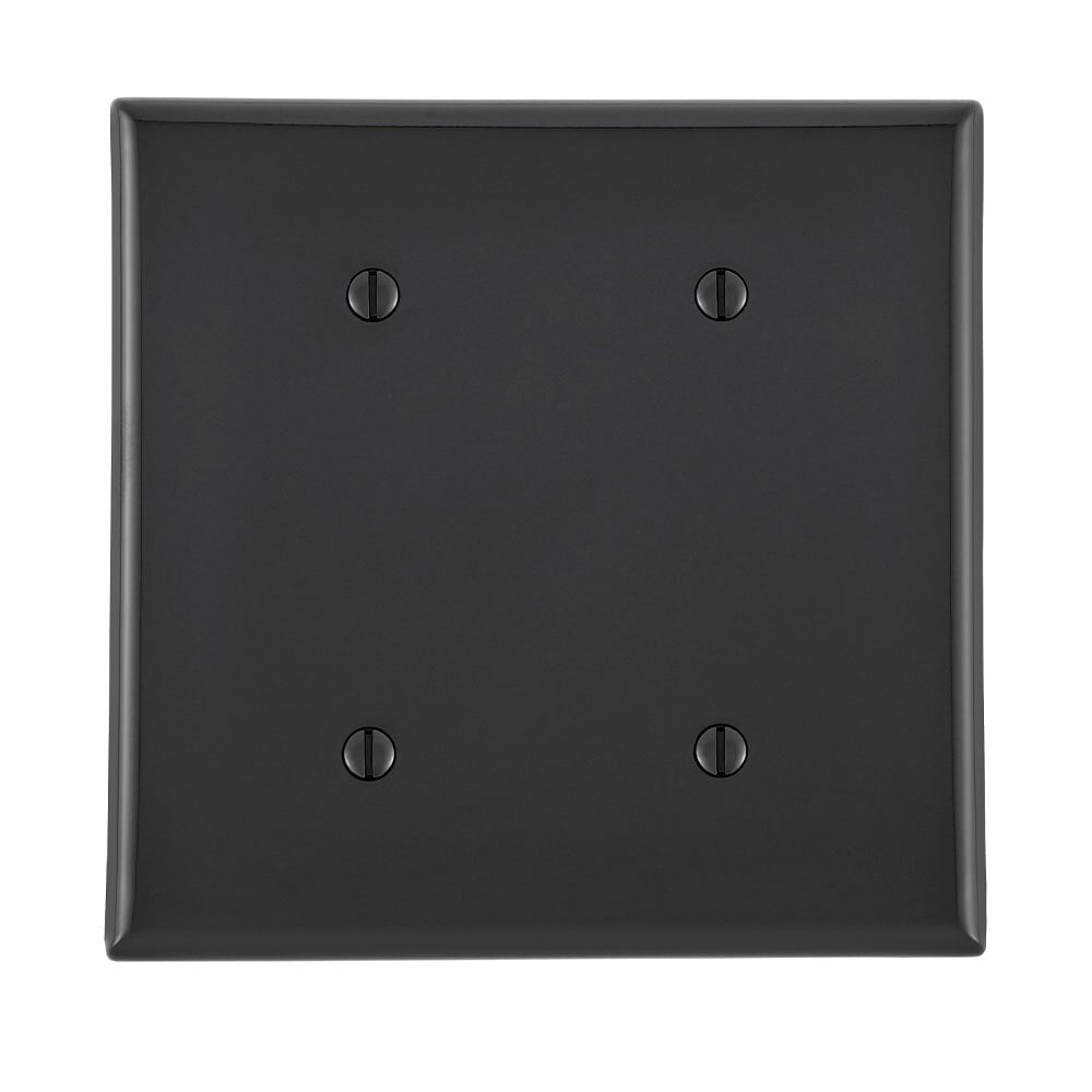 80734-E Standard Size Blank Wall Plate, 2 Gangs, 4.56 in W x 4.5 in H, Thermoplastic Nylon, Black
