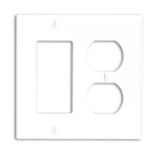 80746-E Decora Standard Size Combination Wall Plate, 2 Gangs, 4.56 in W x 4.5 in H, Thermoplastic, Black