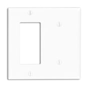 80708-E Decora Blank Standard Size Combination Wall Plate, 2 Gangs, 4.56 in W x 4.5 in H, Thermoplastic, Black