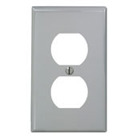 1-Gang Duplex Device Receptacle Wallplate, Standard Size, Thermoplastic Nylon, Device Mount, Gray
